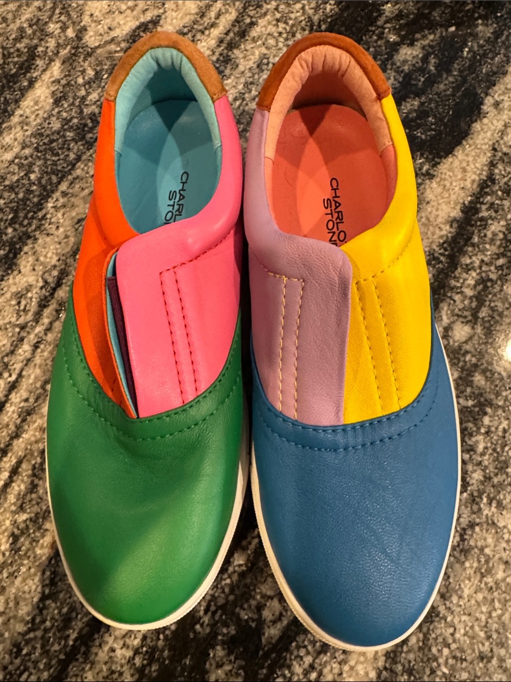 Charlotte Stone Multicolor Kids Slip-On Sneakers - Green, Blue, Pink, Yellow